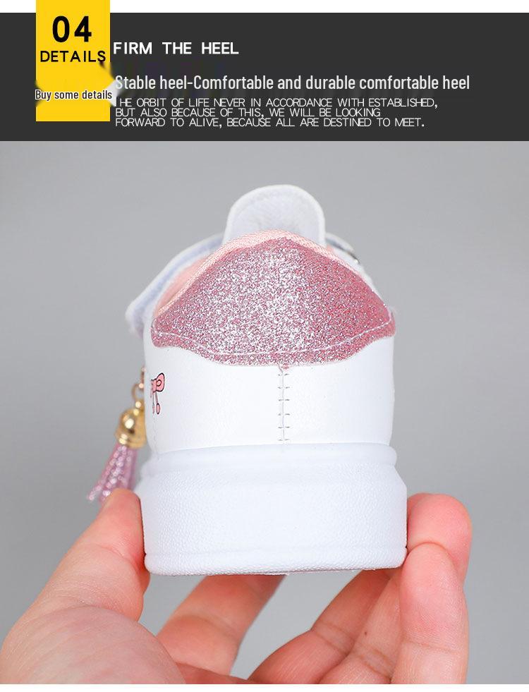 Girls' Soft Sole Waterproof Leather Sneakers - New for Spring/Autumn 2025, Non-Slip Running Shoes