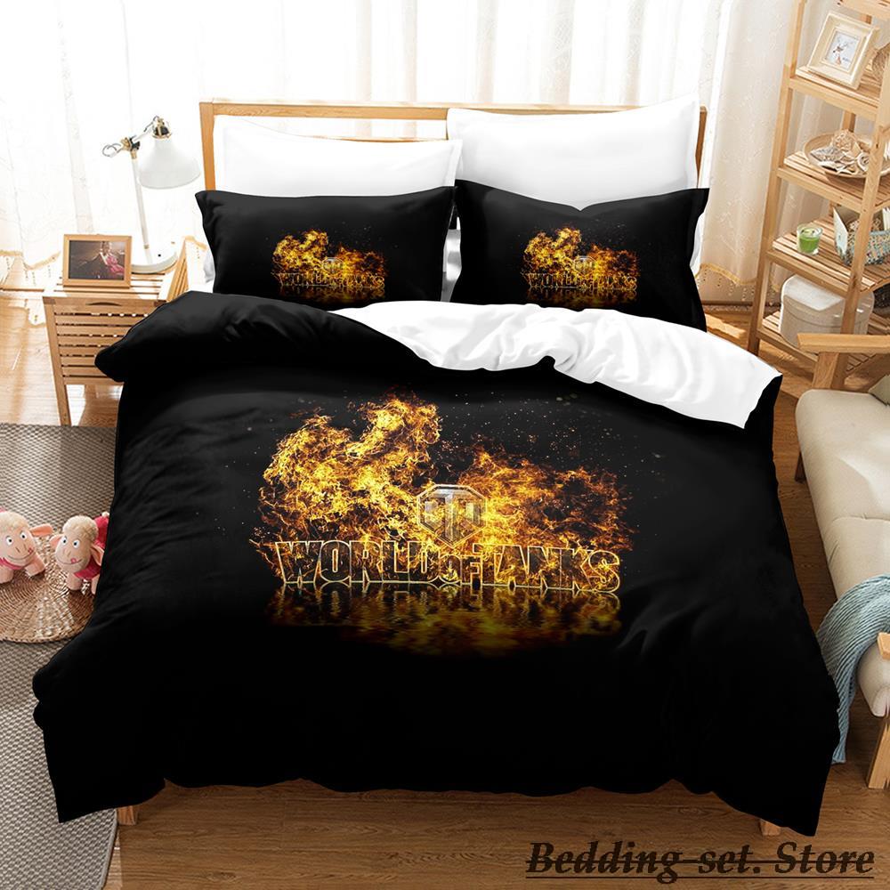 World Of Tanks Bedding Set Single Twin Full Queen King Size Bed Set Adult Kid Bedroom Duvetcover Sets Anime Parure De Lit Bed