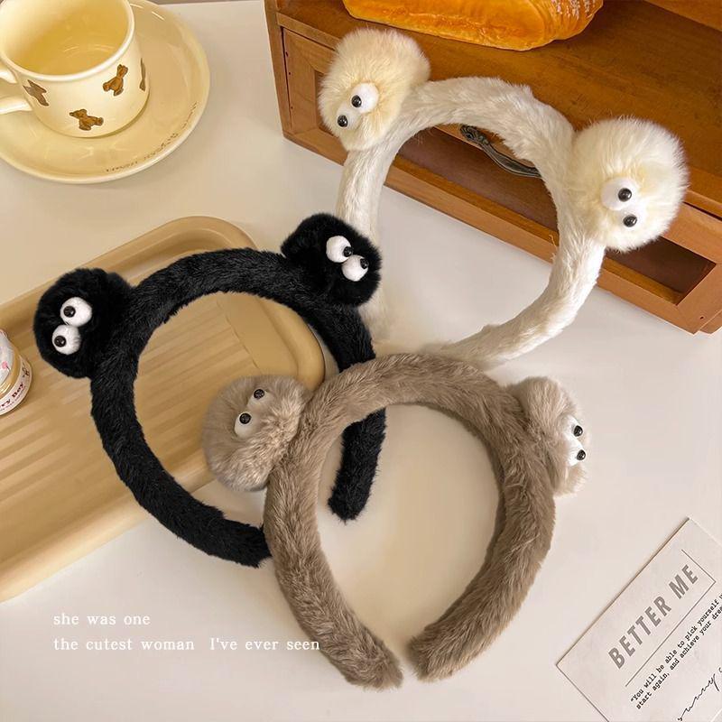 Cartoon Soot Ball Plush Headband: Non-Slip Hairband for Women & Kids, Ideal for Washing, Cute Versatile Fall Hair Accessory.