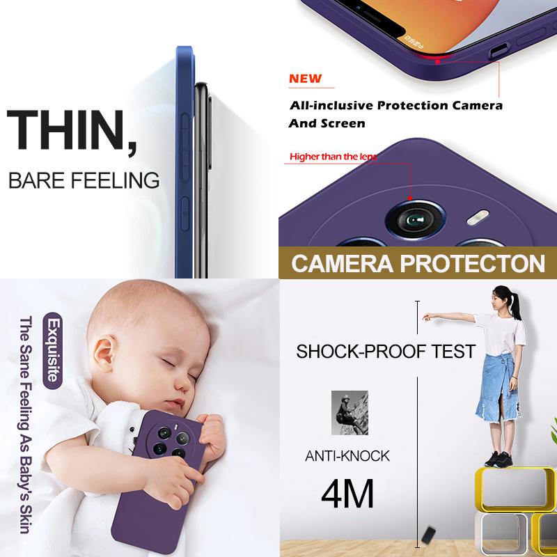 Für Hülle Für Realme 12 Pro Plus Hülle Quadratische Flüssigsilikon Handyhüllen Für Realme 12 Realme12 Pro+ Pro Plus Stoßfest Weiche Hülle