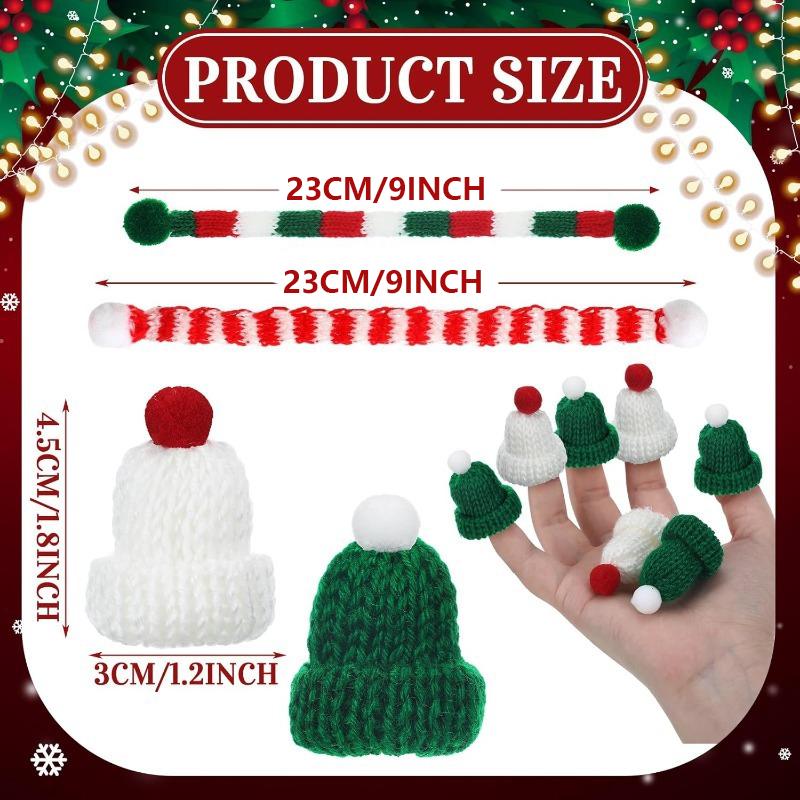 5/10Pcs Christmas Decoration Mini Knitted Hat Scarf Christmas Knitted Decoration Winter Doll Clothing Accessories DIY Gift Decor