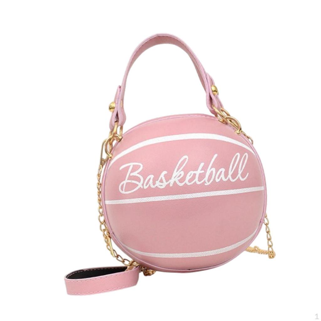 Basketball Shaped Crossbody Bag Clutch Zipper PU Shoulder for Vacation Phone