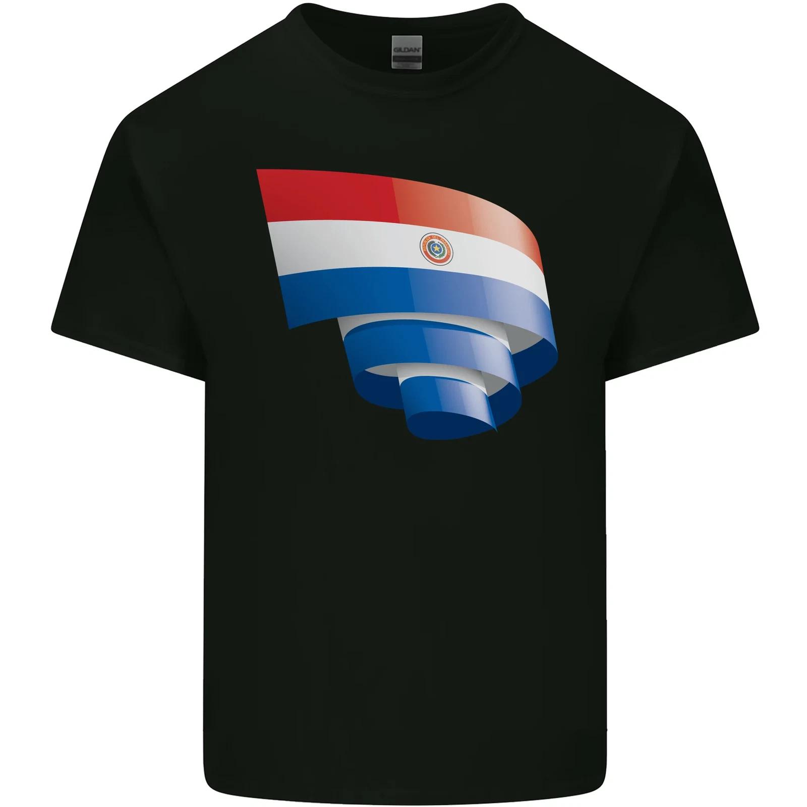 Curled Paraguay Flag Paraguayan Day Football Kids T-Shirt Childrens S