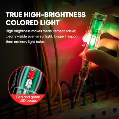 Intelligenter Spannungsprüferstift mit Selbsttest-Taste, dualen LED-Leuchten, Bruchstellenfinder, Schraubendreherspitze, Spannungserkennungsstift