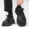 Derby Shoes Black Matte Big Head Leather Shoes Niche British Casual Platform Small Size Martin Shoes