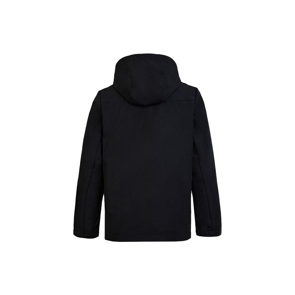 Li-Ning Solid Color Zip-Up Hooded Jacket Men jackets Black AFDT941-1