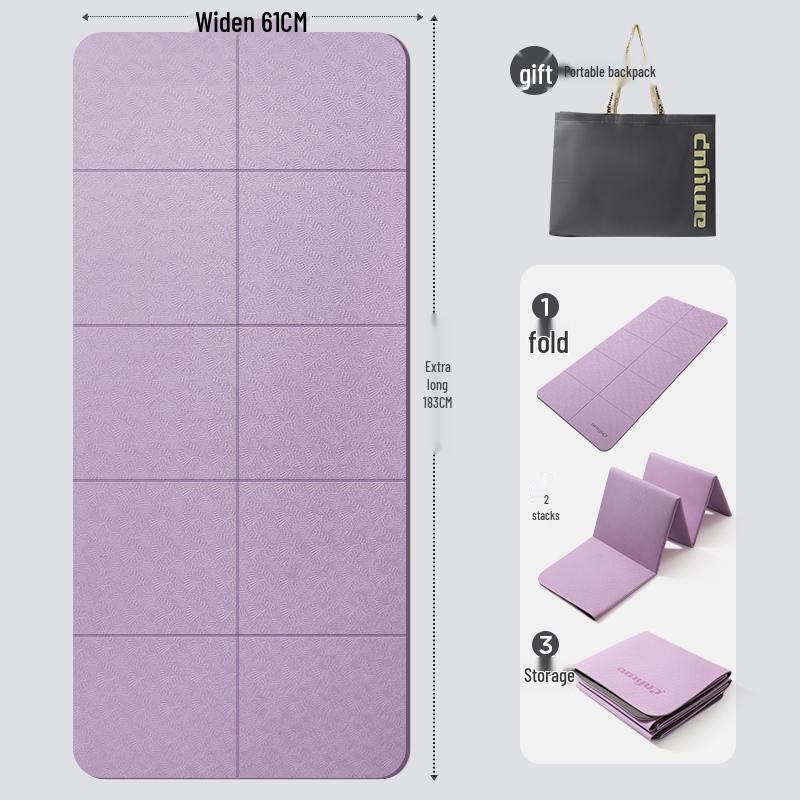 Skládací protiskluzová podložka na jógu a fitness – Silná, tlumící nárazy, přenosná podložka pro domácí použití nebo na kolej.