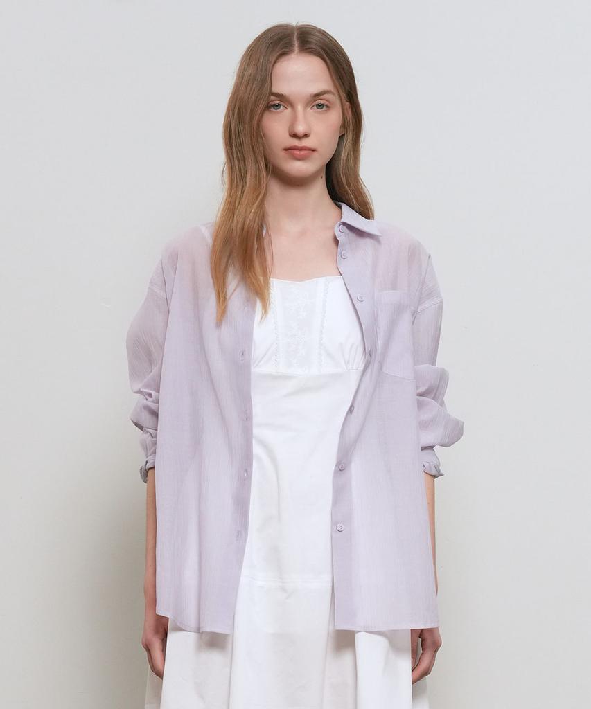 GENERALIDEA Summer Wrinkle Sheer Shirt [Lavender] / Wbe2L03531
