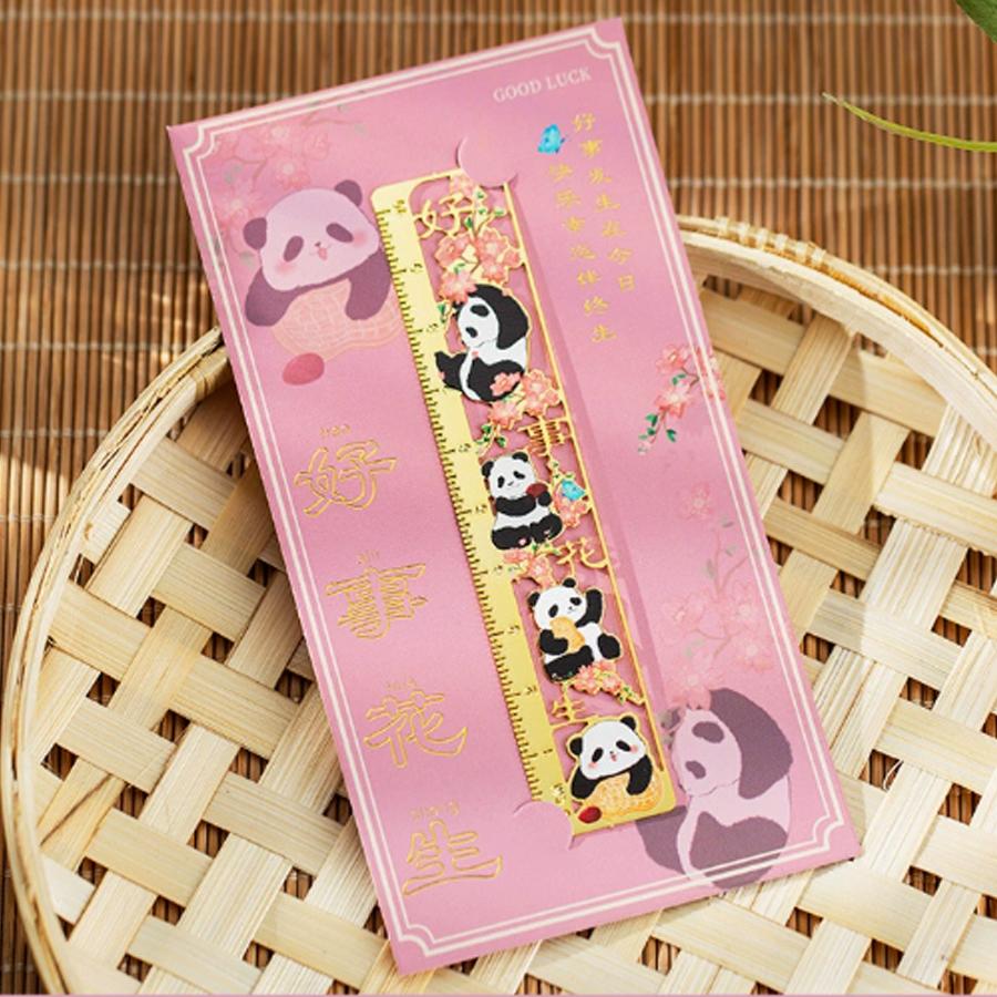 1pc/4pc Cartoon Panda Metal Bookmark Creative Exquisite Cartoon Animal Blessing Text Cultural and Creative Gift Student Gift