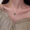 Elegant Gold-Plated Chinese-Style Four-Leaf Clover Necklace with Imitation Hetian Jade Pendant for Women