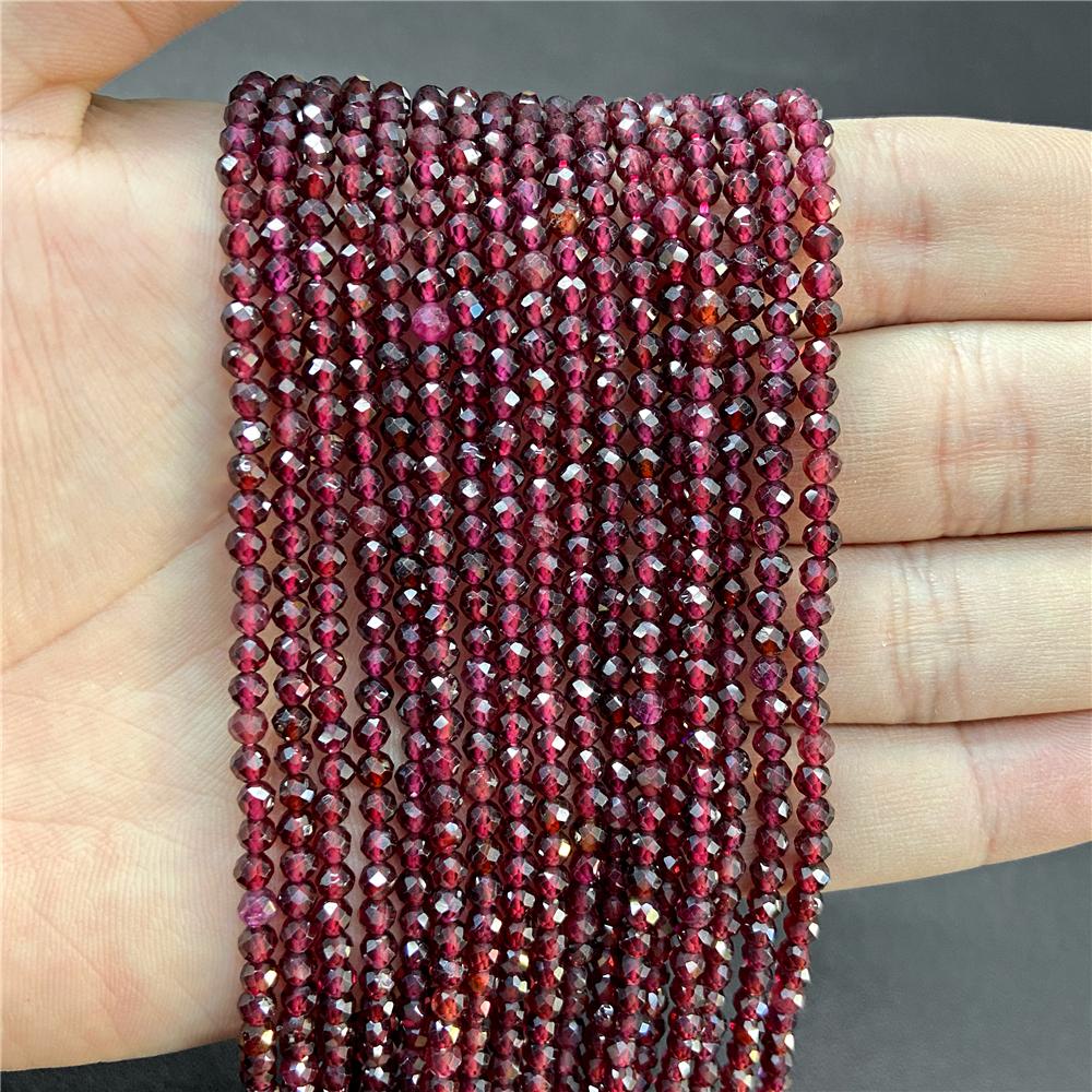 Faceted Natural Stone Pink Rose Quartzs Crystal Beads Round Amethysts Loose Beads for DIY Jewelry Making Necklace