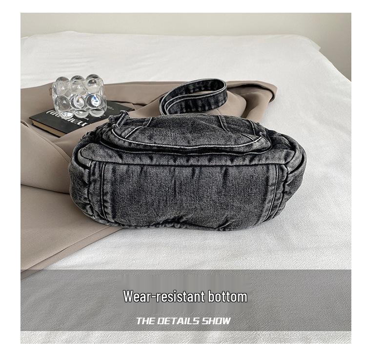 Women's 2026 Stylish Textured Denim Large Capacity Single Shoulder and Crossbody Bag