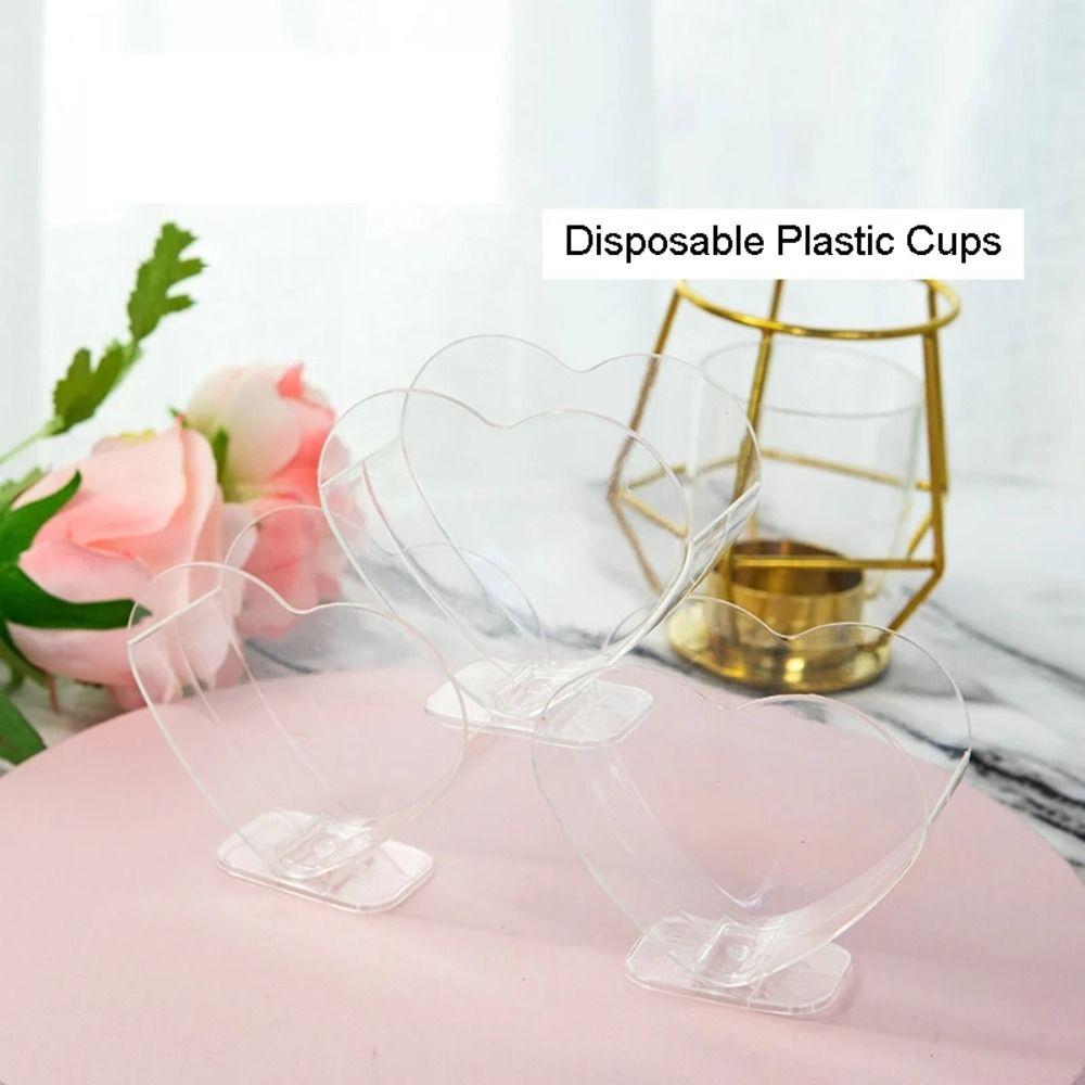 10Pcs Plastic Heart Shaped Dessert Cup Mini Tiramisu Cup Tableware Mousse Cup Wedding
