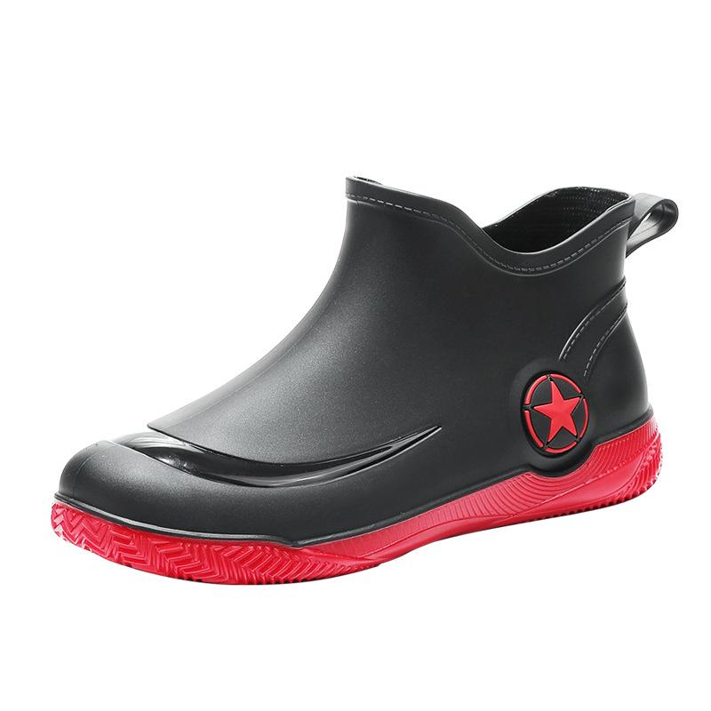 Men's Low-Cut Waterproof Non-Slip Rubber Ankle Rain Boots 
