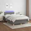 Box Spring Bed with Mattress & LED Dark Grey 120 x 190 cm Fabric