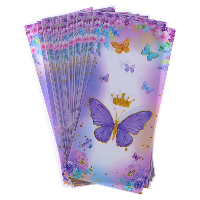 50 stk sommerfuglgodteripose med båndbånd Bursdagsfestdekorasjon Barnegavepakkepose Baby shower bryllupsrekvisita