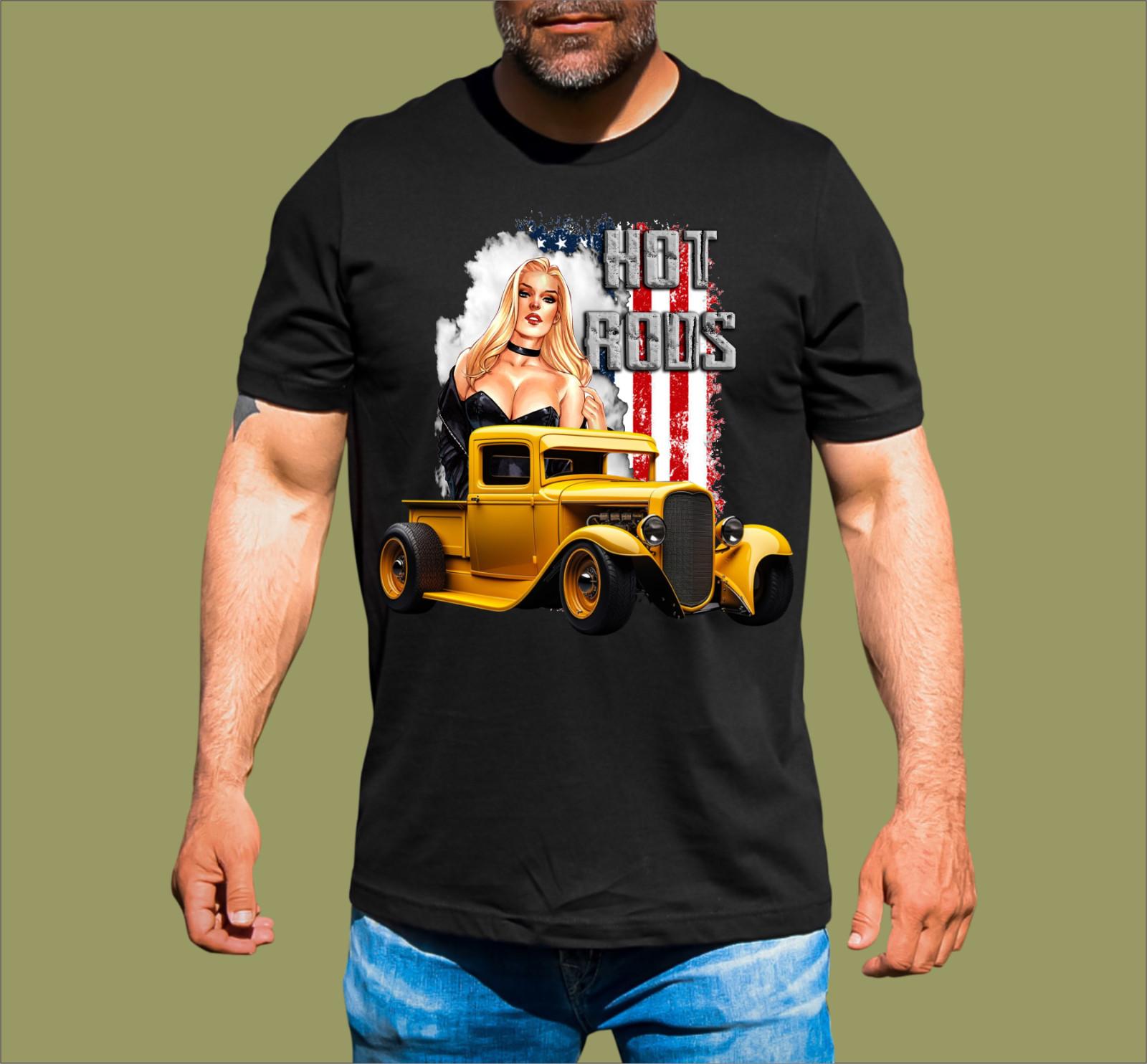HOT RODS PINUP GIRL T-SHIRT S