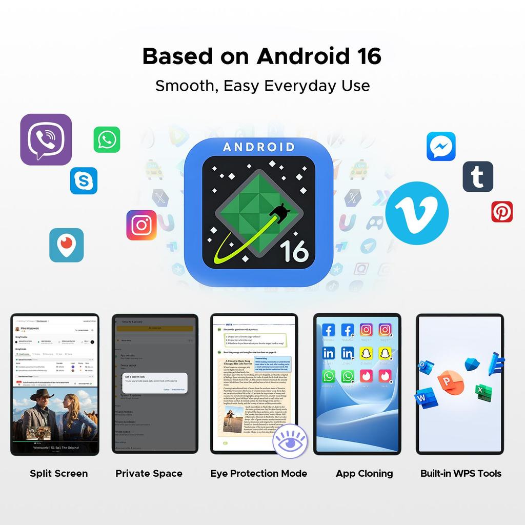 Tableta AP11 Pro Android 16, 11 inch, 48GB+128GB, 2.4K 90Hz, Octa-Core, 8800mAh, 5G WIFI, Căști, Tabletă cu Tastatură, Stilou, Mouse