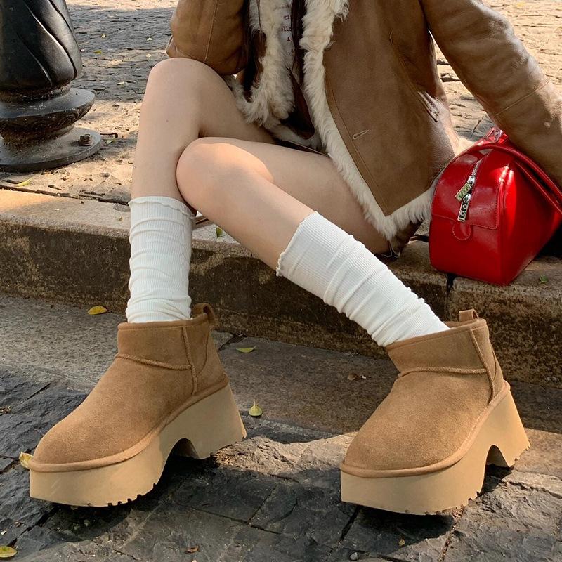 Fashion 2024 Snowy boots for women in winter new  plus thick solid bundled plus half Casual cotton shoes snow boots