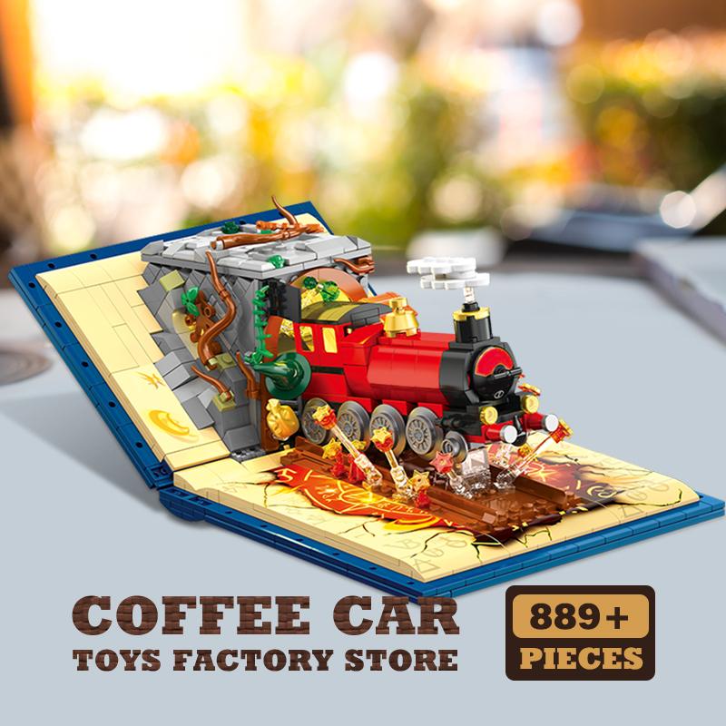 LED Magic Train Construction Blocks Puzzle Playthings Locomotive Station MOC Bricks Books Movie 3D Model Children Adult Birth Date Gifts DIY