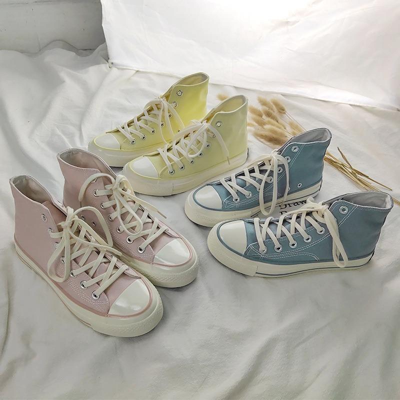 Sky blue fairy pink canvas shoes schoolgirl board shoes 18
