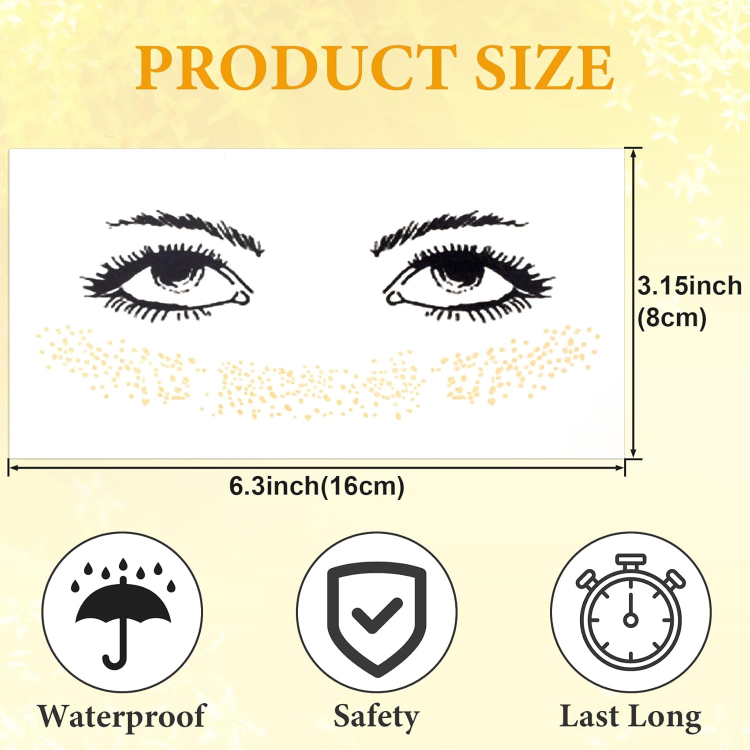 

OIIKI 4 PCS Sparkle Freckle Tattoo, Gold Freckles Temporary Face Tattoos, Glitter for Face, Stardust Speckles Makeup Festival Party Patches for Women