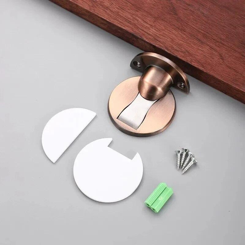 Invisible Magnetic Door Stopper Stainless Steel Punch-free Windproof Mechanical Self-locking Door Stop Door Stopper