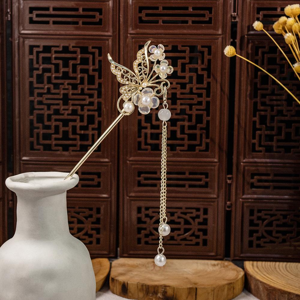 Nationalstil Perle Blume Quaste Quaste Quaste Anhänger Hanfu Accessoire Haarnadel Weiblich Neu Chinesisch Antiker Stil Glockenblume Haarnadel