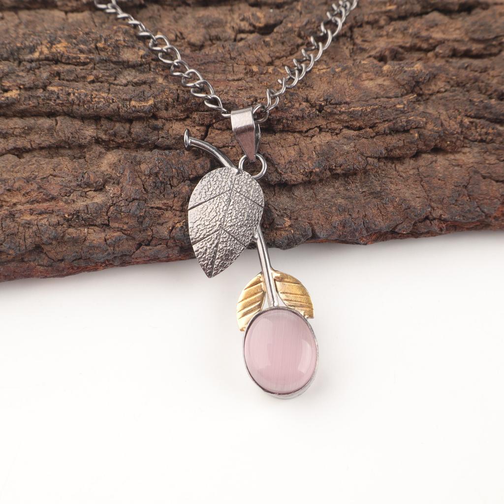 Natural Purple Cat'S Eye Sterling Silver Mother Gift Engagement Birthday Pendant PP-55-43