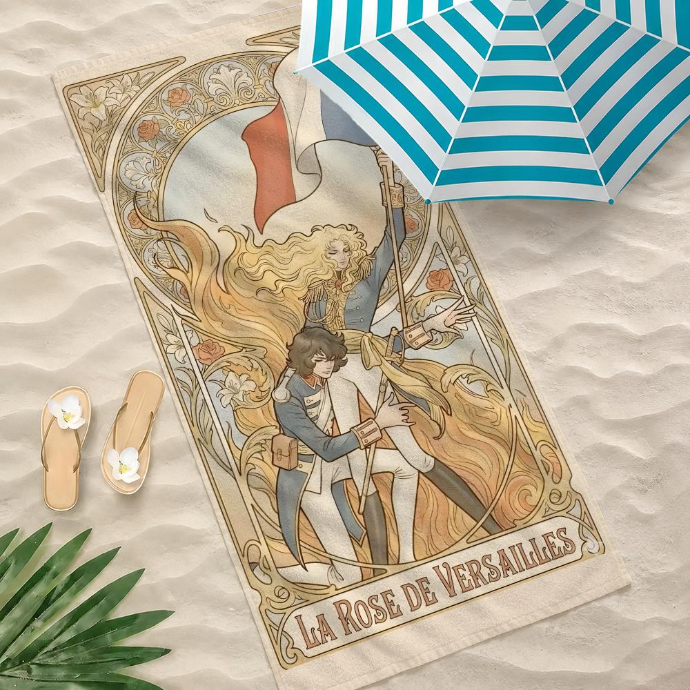 Anime The Rose of Versailles Towel Microfiber Beach Towel Quick Dry Absorbent Soft for Swimming Yoga Resort Travel Camping