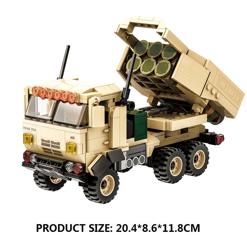 443PCS Military WW2 M142 HIMARS Boxer Armored Vehicle Building Blocks Mobility Artillery Rocket Building Blocks Kids Toys