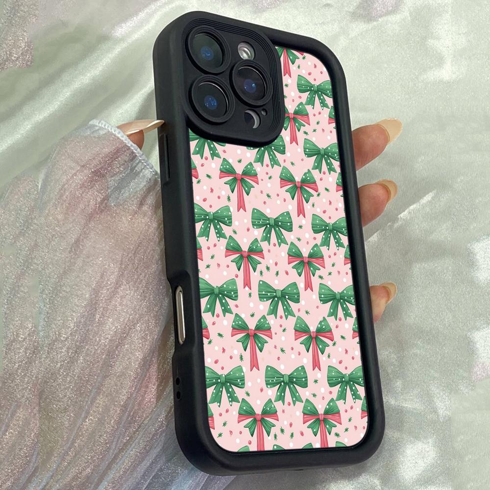 JT161 Рождественский снеговик с бантом для iPhone 17 16 15 14 Pro Max Samsung S26 S25 Ultra A17 A16 A07 A56 A06 Xiaomi 15T Redmi 15c 14C Note 14 13 Мягкий чехол из ТПУ for iPhone 5/5s