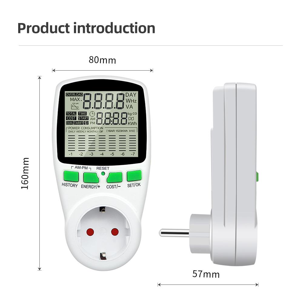 Eu/us/uk Plug Smart Ac Power Meter Wattmeter Billing Socket Plug Type Digital Lcd Voltage Current Frequency Electricity Monitor
