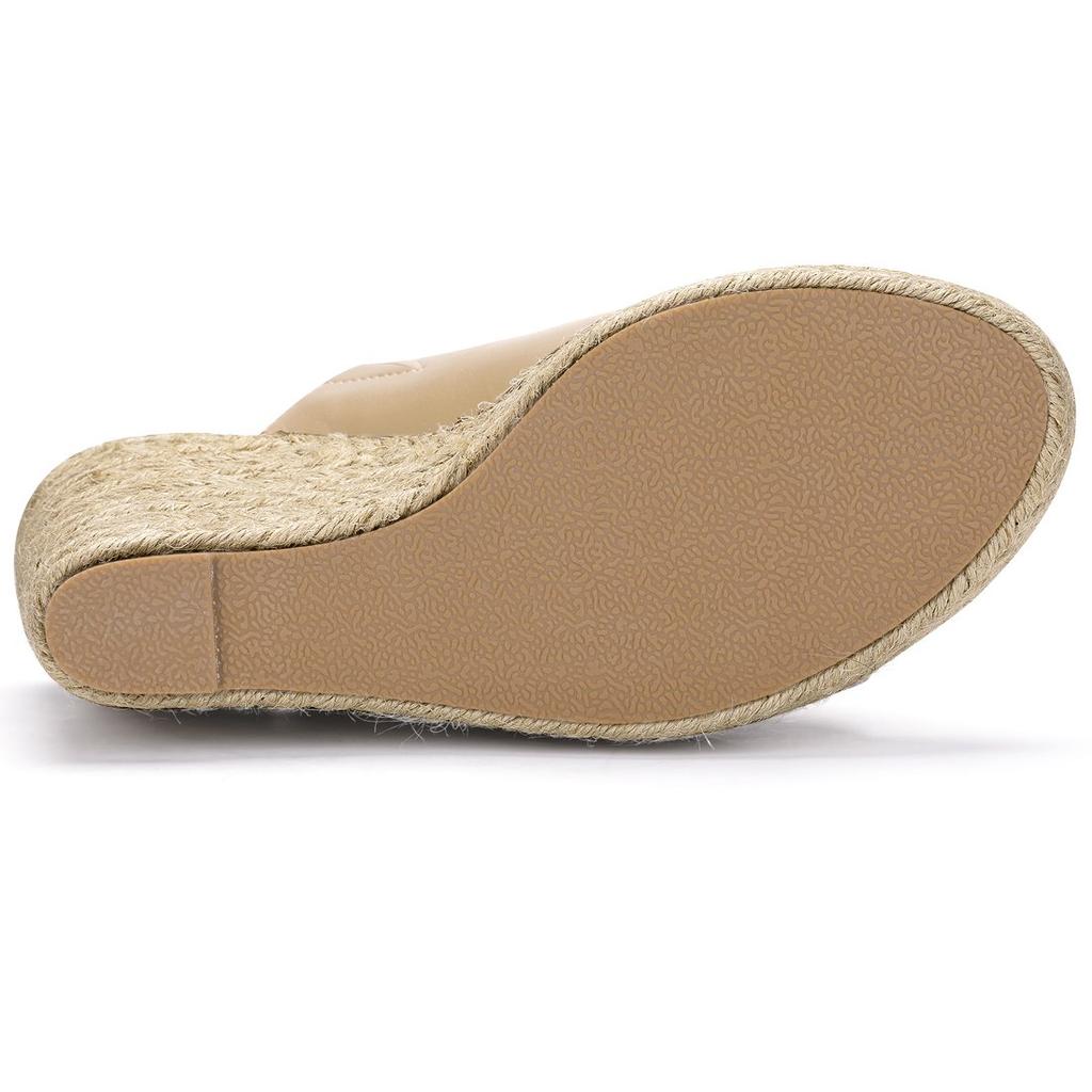 Allegra K Damplattformmules, Öppen tå, Kilklack, Nude, Storlek 24cm