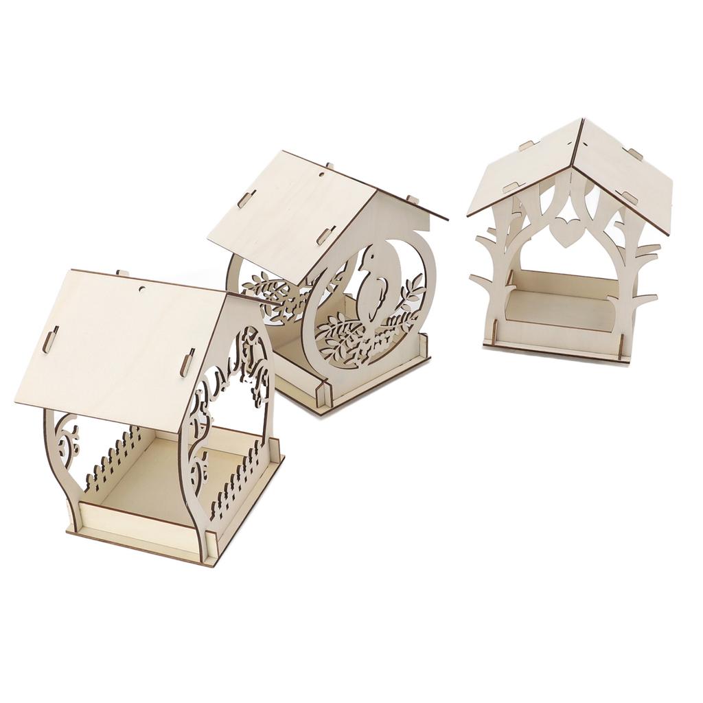 Bird Feeder for Outdoor DIY Wooden Art Painting Hanging Bird Feeder House Kids Crafts Kit for Boys