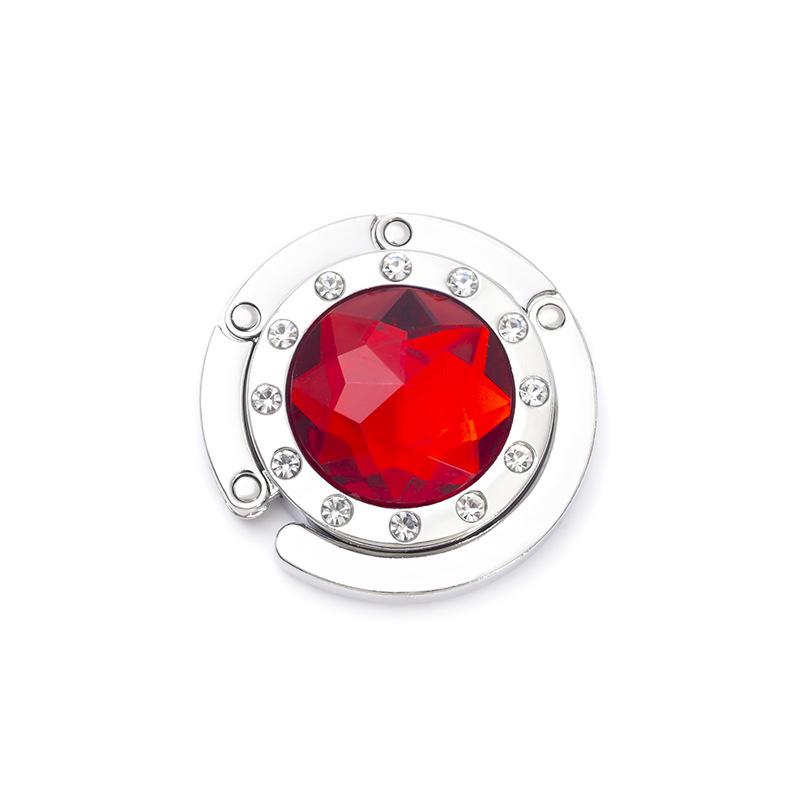 Round 12-Side Diamond Handbag Hook - Multi-Color Metal Hanger