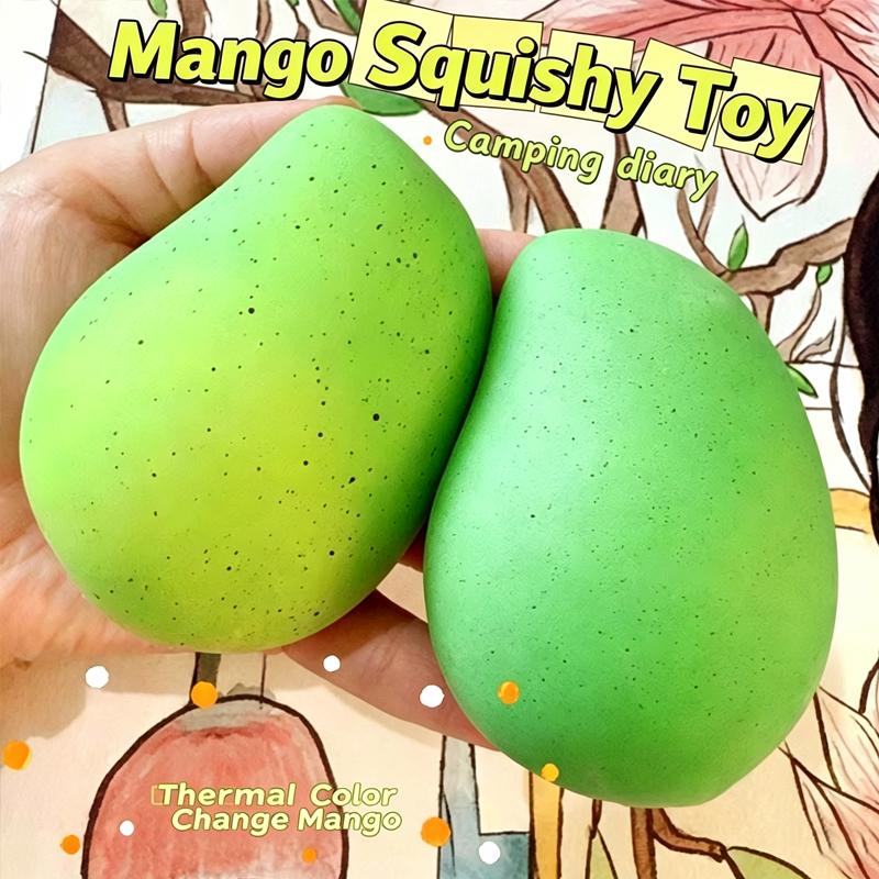 Thermoschrumpfende Farbwechselnde Mango Squishy Spielzeug Weich zum Drücken Stressabbau Fidget Spielzeug Simulation Obst Dekompression Spielzeug