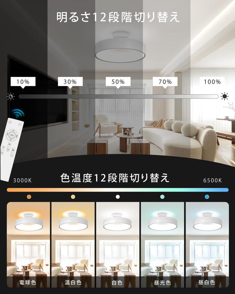 Rokukoshi Ceiling Light, Indirect Lighting for 8-Tatami Rooms, 36W LED Light, 12-Level Dimming and Color Adjustment, Remote Control, Night Light,