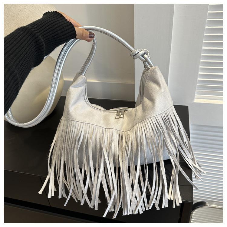 Modische Quaste Große Kapazität 2024 Neu Retro Beliebt Damen Einfach Einzelne Schulter Diagonale Schultertasche