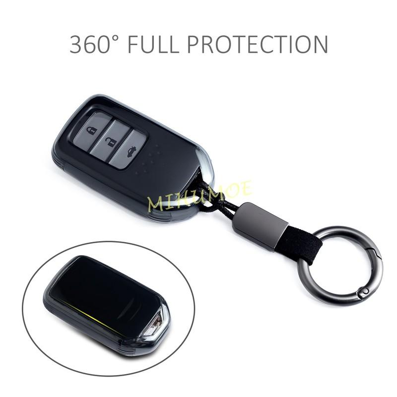 For Honda Civic Pilot CRV HRV Accord Passport Ight Clarity Odyssey Black Transparent Key Fob Case Cover Keychain Light Thin