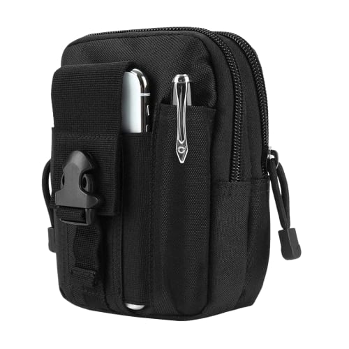 Multi-functional Belt Pouch for Smartphones, Water-Repellent, Tactical Airsoft Bag with MOLLE System (Black)