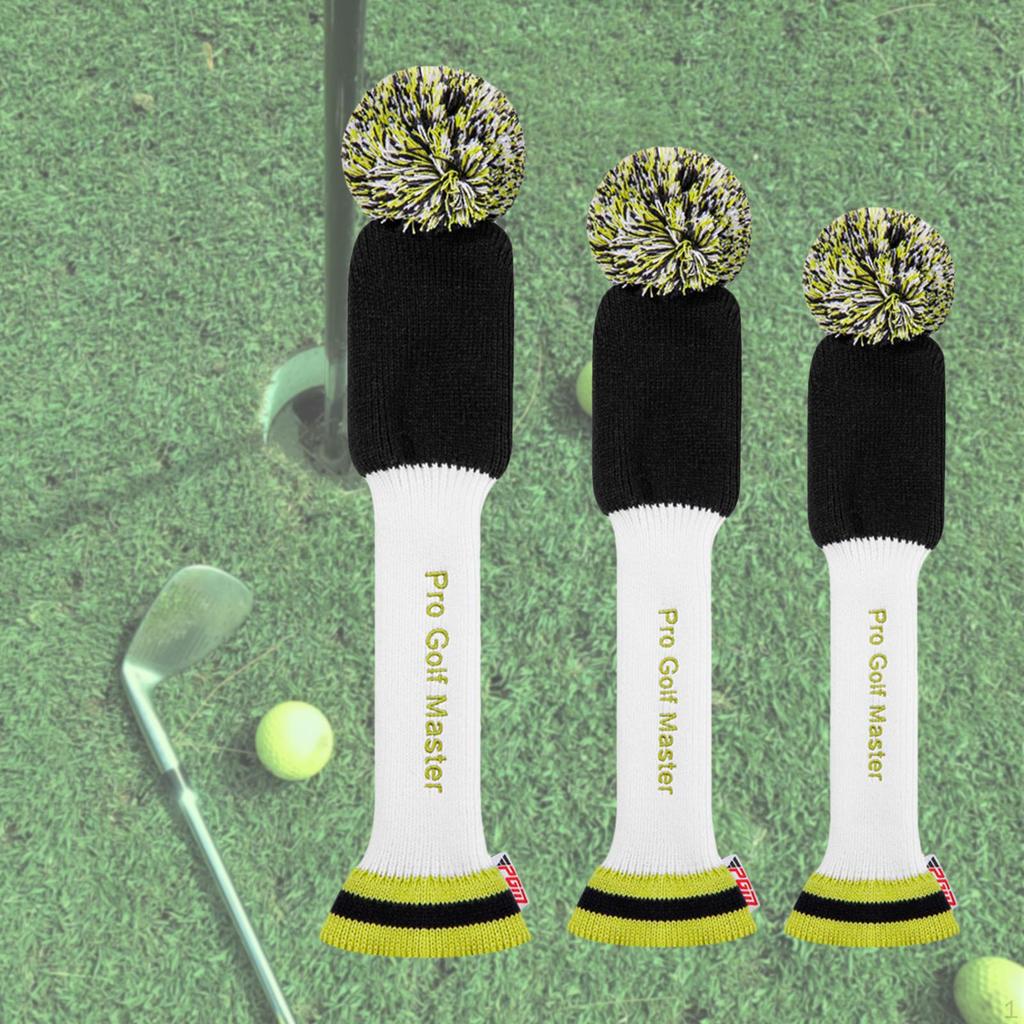 3 Pieces Golf Wood Headcover, Club Thick Wear-Resistant Driver Covers, Breathable