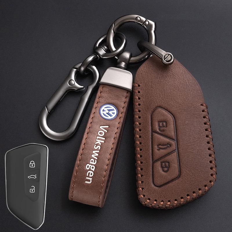 For VOLKSWAGEN VW Leather Car Remote Key Case Cover Protection Holder Shell Fob For VW Volkswagen Golf 7 MK7 Tiguan MK2 Auto Key