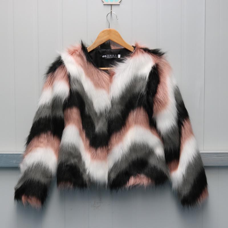 Imitation fur jacket women's clothing autumn and winter new whole leather imitation fox hair round neck short jacket trendy large size casual
