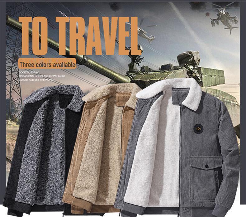 Men's Thickened Winter Lamb Fleece Jacket - Warm Cotton-Padded Coat for Middle-Aged and Elderly
