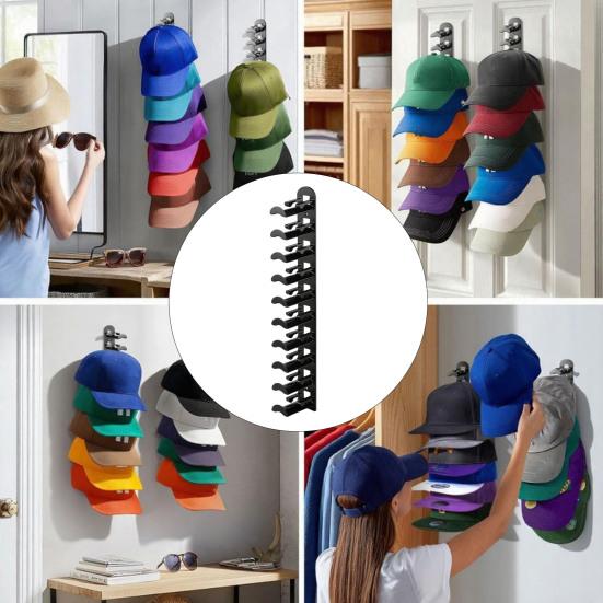 Baseball Cap Hanger Wall Mounted Hat Organizer Holds Up To 10 Hats Space Saving Cap Holder Hat Hanger for Door Closet Bedroom Dorm