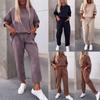 Completo casual da donna a due pezzi con scollo rotondo, top ampio e pantaloni cropped