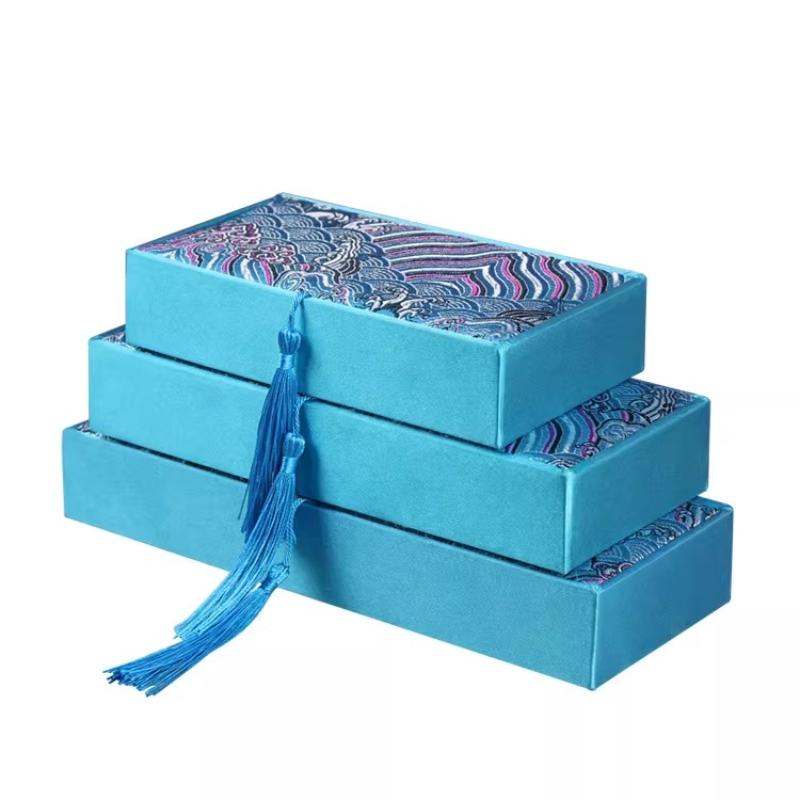 Chinese Style Rectangular Exquisite Tassel Brocade Box Gift Wrapping Available in Multiple Colors and Sizes Protect Your Jewelry