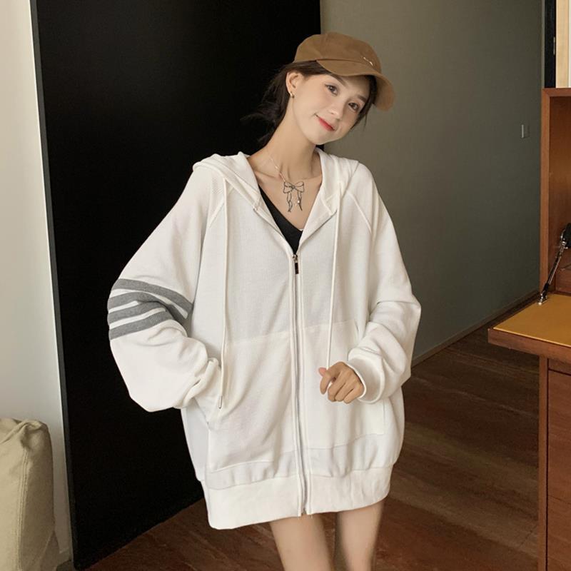 Early Autumn Korean Style Hooded Zipper Sweatshirt for Women - 2022 Loose Fit Design