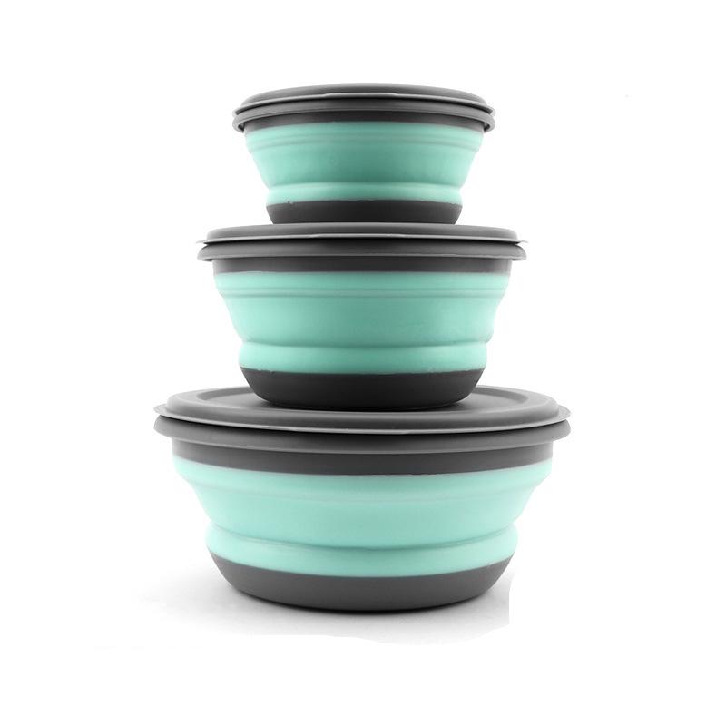 

Портативная складная силиконовая миска, набор для пикника - Посуда для путешествий на открытом воздухе и для обеда